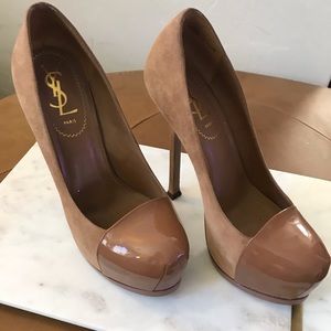 YSL Tan Leather & Suede Pump